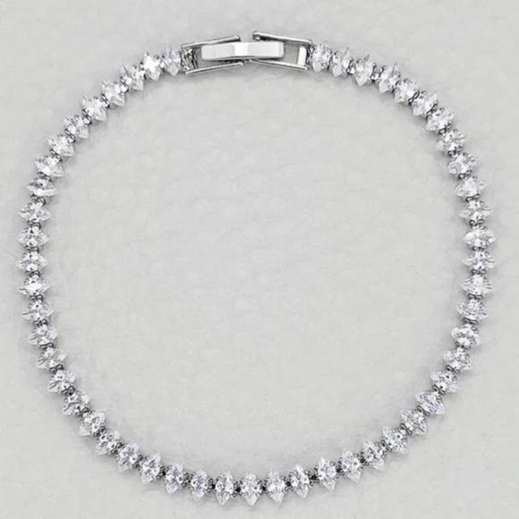 ‘7’ NEW 925 STERLING SILVER DIAMOND BRACELET, NICE BRACELET, CUTE BRACELET - Picture 2 of 4